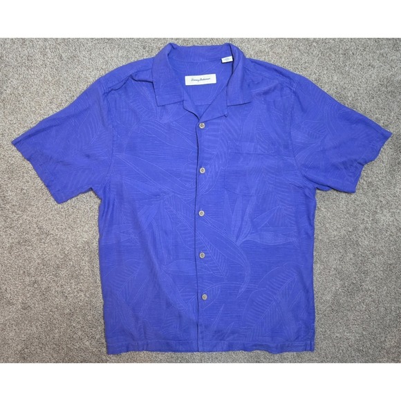 Tommy Bahama Other - Tommy Bahama Men's Blue Leaf Woven Short Sleeve Button-Up Shirt Pocket M